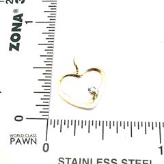 14K Yellow Gold Open Heart Diamond Pendant  0.4 grams